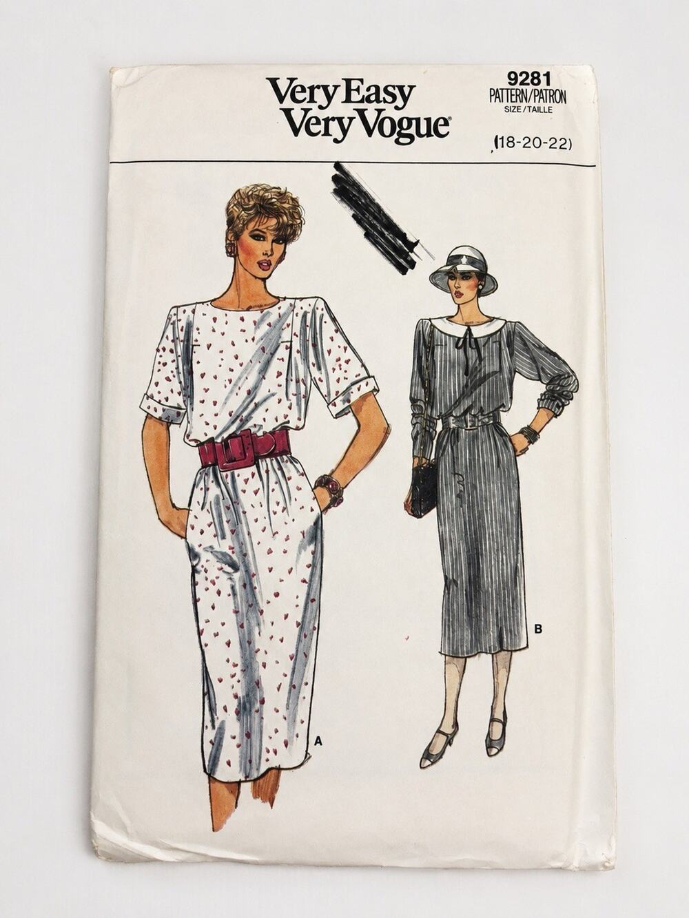 Vogue 9281 Very Easy Misses Dress Sewing Pattern Size 18-20-22 VTG Uncut